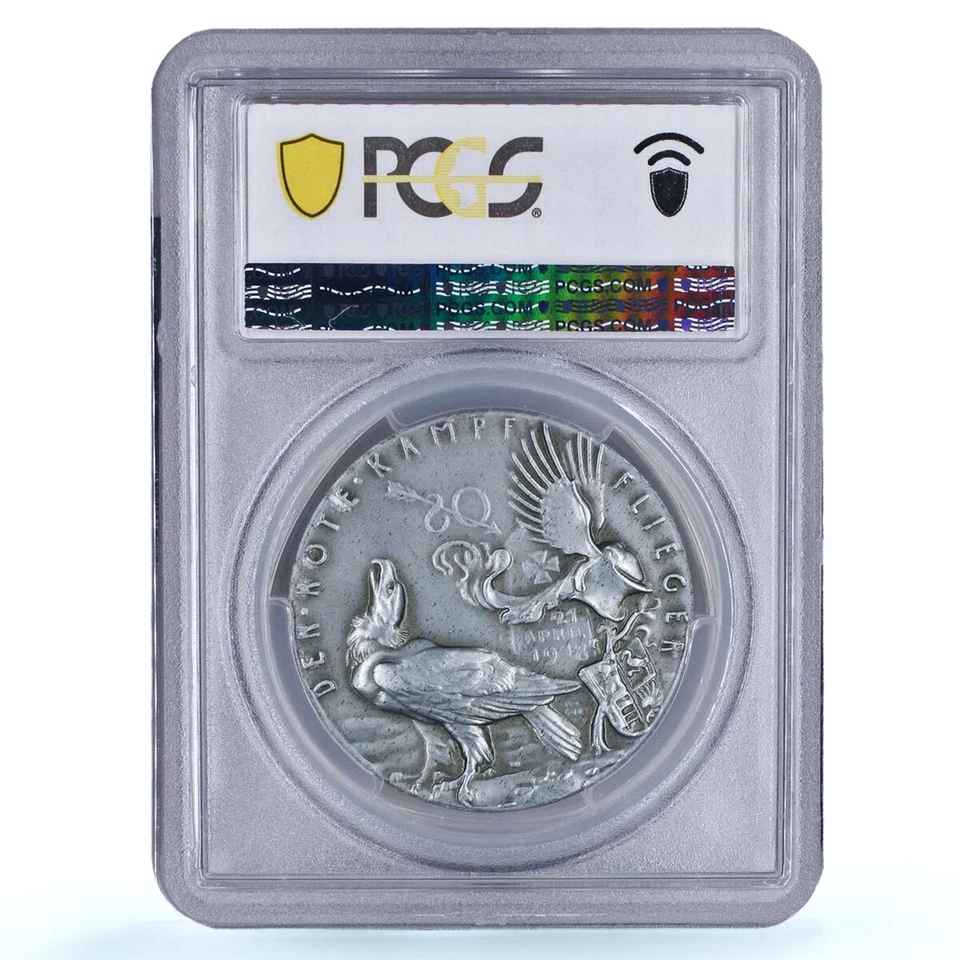 Germany Richthofen Red Baron Planes Aviation Matte SP62 PCGS zinc medal 1918 - Image 4 of 4