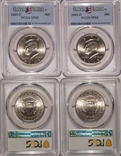 2005 P & D Kennedy Half Dollar 2 Coin Set 50c PCGS SP68 Satin Finish