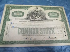 Aktie , Childs Company , USA  1924 , Unterschrift  von  Samuel  S.  Childs