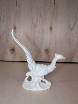 Pheasant Ceramic Crackle Glaze White Decor VINTAGE
