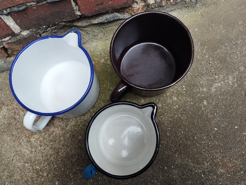 3x Schnabeltopf Milchtopf Emaille Kochtopf Pflanzgefäß Pflanztopf Garten - Bild 4 von 11