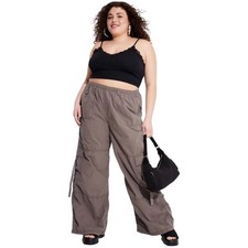 Wild Fable Women's Wide Leg Gray Taupe Cargo Pants Size XXL EUC Street Gorpcore