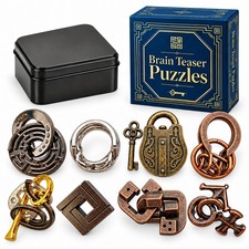 Metal Brain Teaser Puzzles for Adults Teens Kids, 3D Puzzle Game Toys Set