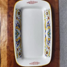 Nova Deruta Italian Earthenware Platter 12” Rectangular Dragon Blue Yellow