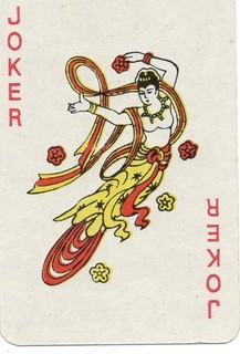 RARE VINTAGE "Joker with Long Red/Yellow Ribbons" JOKER Play Card #48