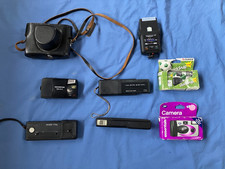 JOB LOT OF 6 x OLD CAMERAS - 2 x NEW IN BOXES + LIGHT METER LEATHER CASE OLYMPUS