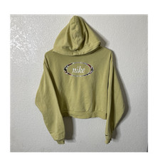 Nike Sportswear Women's Logo Pullover Hoodie Green Fleece Cotton Blend Size S