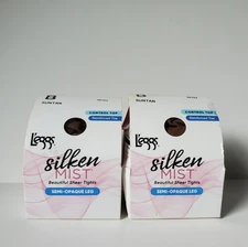 Lot Of 2 Pair Leggs Size B Pantyhose 98103 Silken Mist Suntan Control Top *Boxes