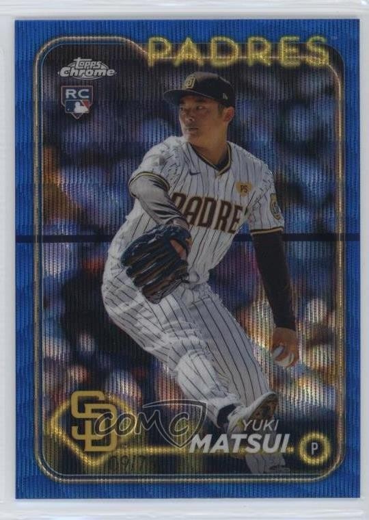 2024 Topps Chrome Blue Wave Refractor /75 Yuki Matsui #116 Rookie RC