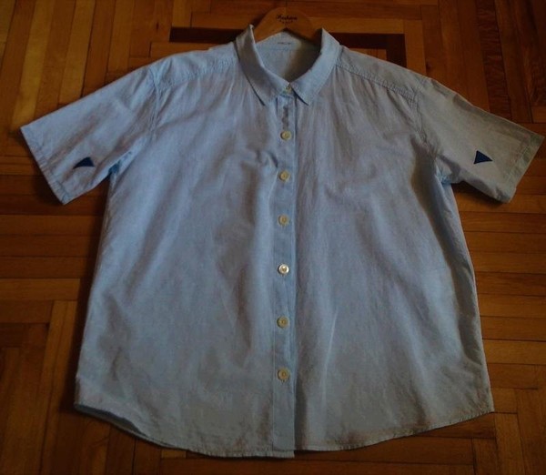 Women Marc Cain Shirt Light Blue Cotton/Linen 44 /