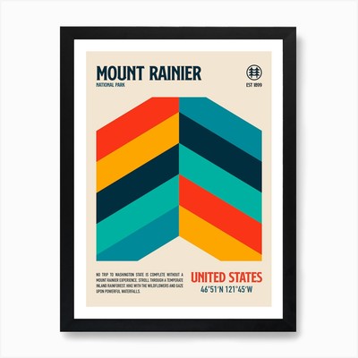 Mount Rainier Nationalpark Retro T gerahmtes Wandbild Poster Leinwanddruck Bild