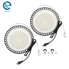 2 Pack 5000K LED 150W High Bay Light UFO Commercial Factory Light W/ Safety Cord