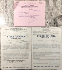 Lot of 3 1919 Fisk O'Hara Theatre Contracts and Letter Antigo WI Vintage Pitou