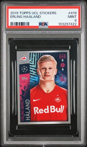 2019 TOPPS CHAMPIONS LEAGUE STICKERS #419 ERLING HAALAND ROOKIE RC PSA 9