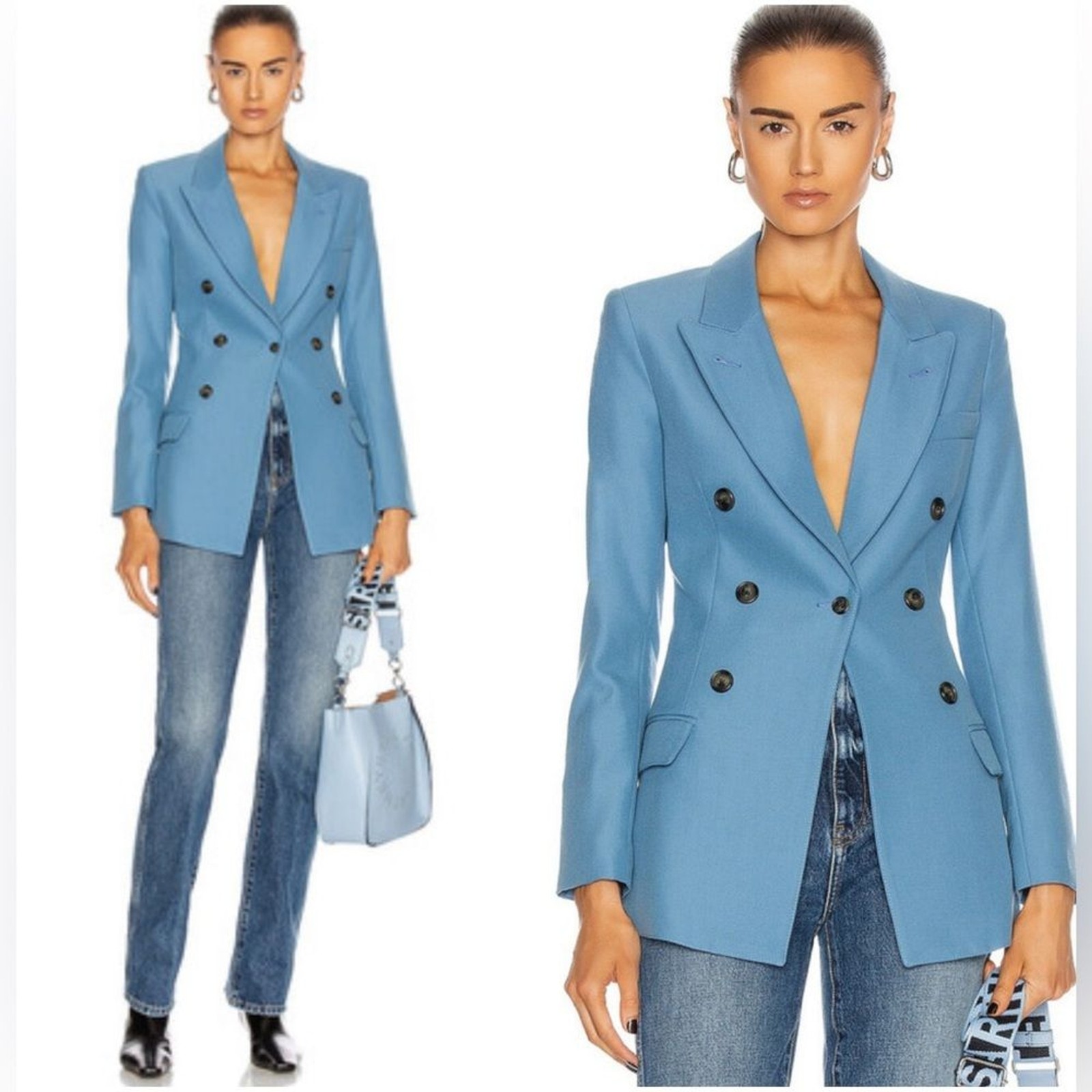 RRP US$798 Smythe Not A Db wool blazer jacket Blue Slate US2 XS