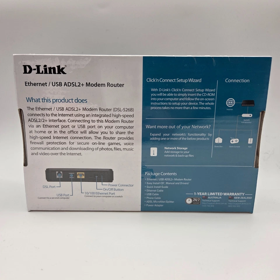 New D-Link ADSL2+ Modem Router Ethernet + USB Sealed in Box NBN Ready - Image 3 of 4