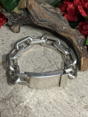 34.Vintage Calvin Klein 925 Sterling Cable link ID Bracelet 77g, 7'' Unisex