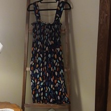fc Women's XL-XXL Multicolor Feather Print Strappy Sleeveless Sundress