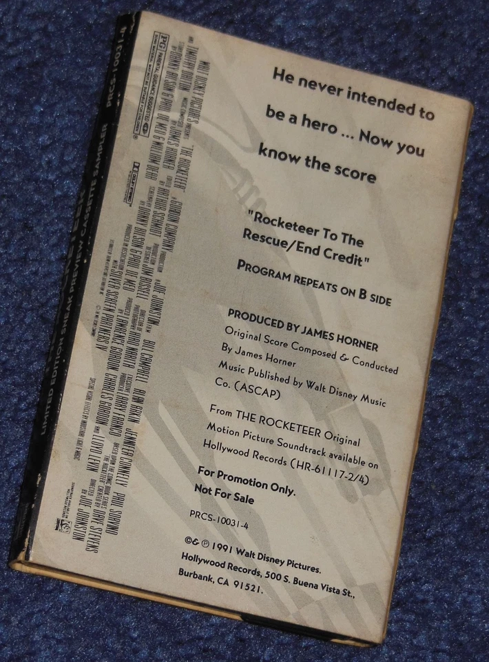 THE ROCKETEER~MOVIE PROMO CASSETTE TAPE~1991~DISNEY~LIMITED EDITION - Image 2 of 2
