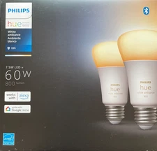 Philips Hue 60W A19 LED Bulb - Soft Warm White Light - 2 Pack