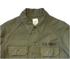 Vintage US Army Wool Blend Shirt Olive Green OG-108 Field USA Made 80s Military