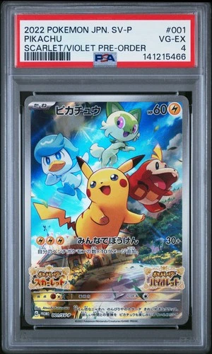 2022 POKEMON JAPANESE SV PROMO SCARLET & VIOLET PRE-ORDER #001 PIKACHU PSA 4