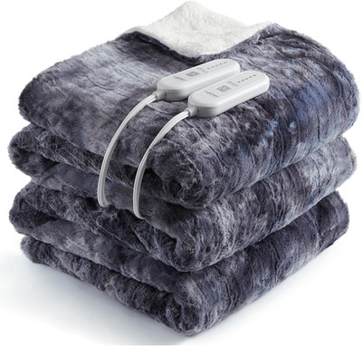 King Size Electric Blanket with Dual Control, Fast Heating & Auto Off, Grey