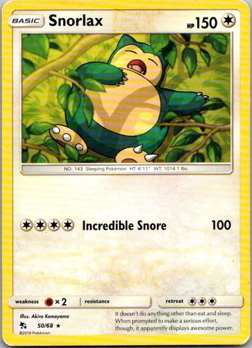 Snorlax 50/68 Hidden Fates Pokemon TCG Non Holo Rare DMG - Picture 1 of 2
