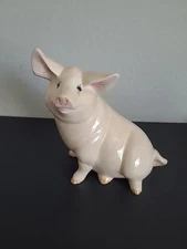 Vintage Hand Painted  Light Pink Pig Porcelin 10 inch