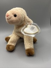 TY Beanie Baby - EWEY the Lamb With smiling mouth not frowning style # 0412 MINT