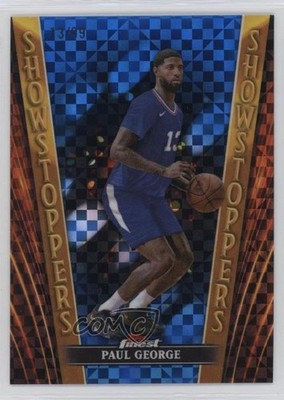 2023 Topps Finest Showstoppers Blue Checkerboard Refractor 13/99 Paul George 3pb