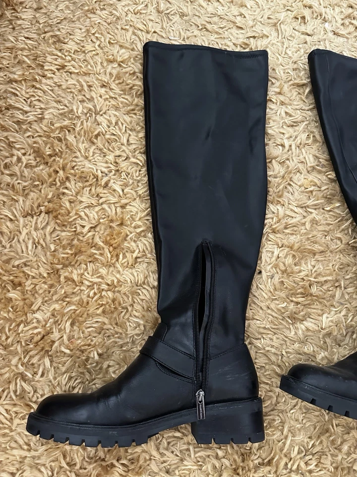 Botas Vince Camuto Sobre la Rodilla Cuero Negras Talla 10 Pantorrilla Ancha Foto 3 de 3