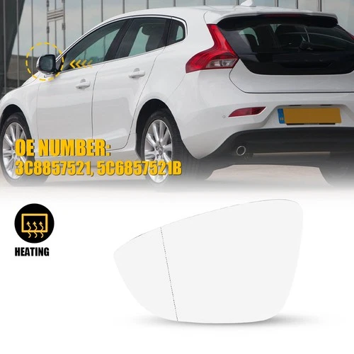 Mirror Glass Heated Left for Volkswagen CC 2009-2017 w/ Backing Plate 3C8857521
