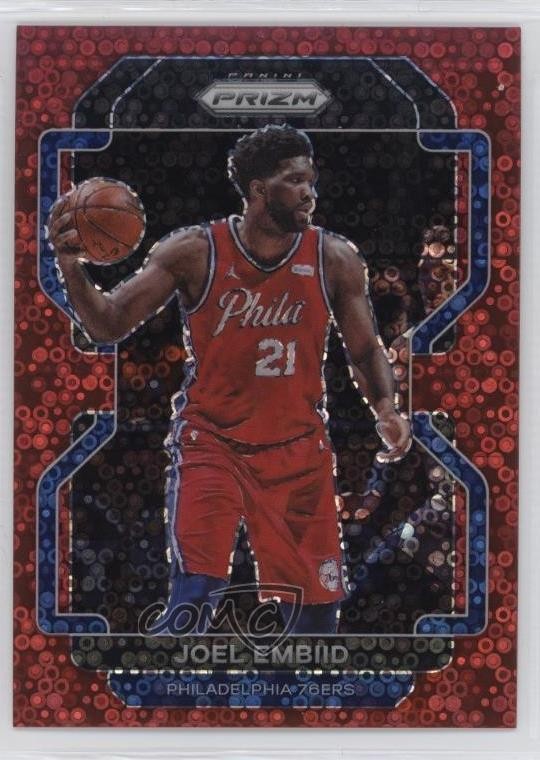 2021-22 Panini Prizm Fast Break Red Prizm 61/100 Joel Embiid #176 17ma