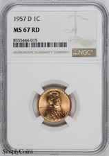 1957-d Lincoln Wheat Penny Ngc Ms67 Rd Bu Uncirculated Cent Gem 1957-d Lincoln Wheat Penny Ngc Ms67 Rd Bu Uncirculated Cent Gem