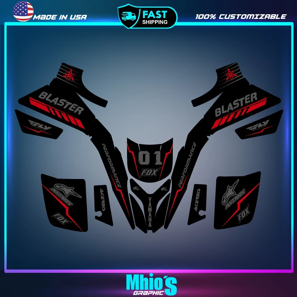 Grafik Aufkleber Kit für Yamaha Blaster 200 YFS 200 Aufkleber - Image 2 of 4