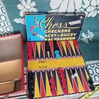 Vintage Milton Bradley Chess, Checkers, Acey-Ducey, Backgammon Board Game 3 In 1 — photo 1