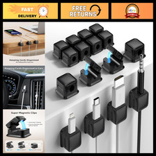 16 Pack Magnetic Cable Organizer - Strong Adhesive Cord Holder for Home, Office,