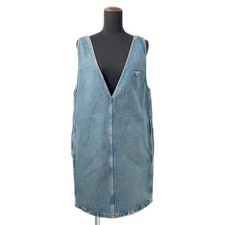 PRADA Triangle logo denim dress Size 36 Cotton100% Blue GFA135