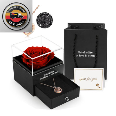 Ewige Rose Geschenkbox mit Kette 100 Handgemacht