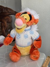 Disney Store EXC Tigger Winnie the Pooh in Snowflake Sweater 13" Plush Vintage