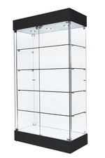 BLACK GLASS FRAMELESS TOWER SHOWCASE 800mm LIGHTS DISPLAY RETAIL SHOP FITTING