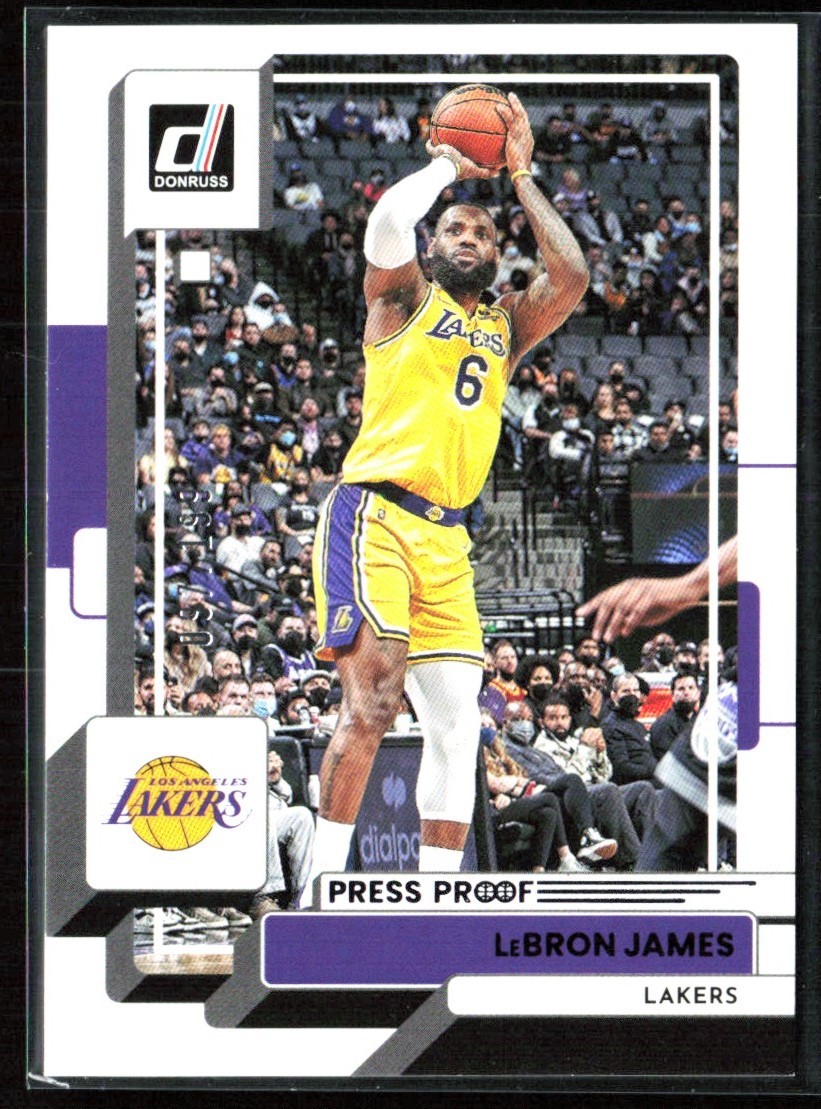 LeBron James 2022-23 Donruss Purple Press Proof /199 #128 Los Angeles Lakers