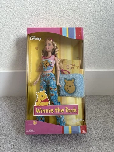 Vintage 2004 Mattel Disney Winnie the Pooh Barbie Doll with Key Chain