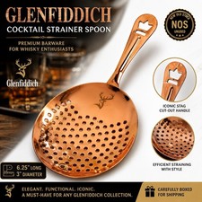 Glenfiddich Cocktail Strainer Spoon Copper Finish Stag Logo Barware NOS
