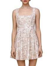 Bagatelle Panelled Daisy Swing Dress Women's M Bone Paisley Square Neck Back Zip