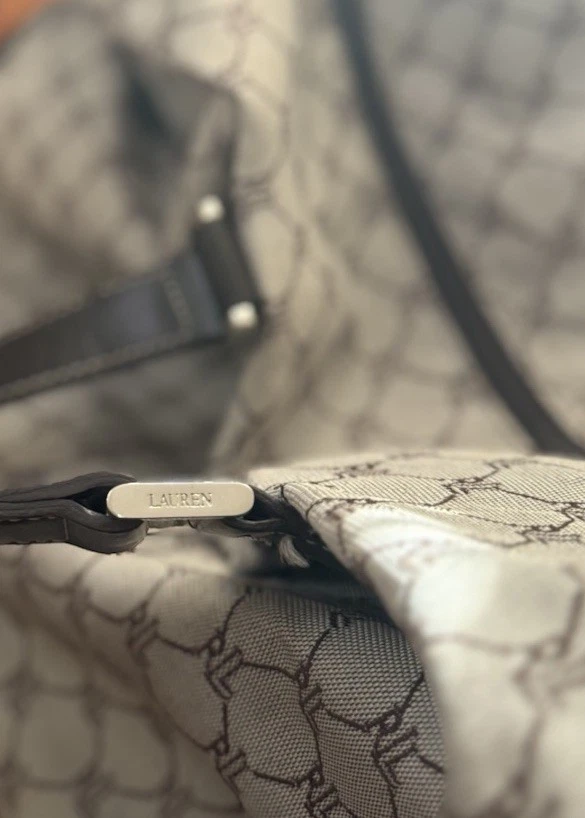 Vintage Ralph Lauren Signature Monogram Leather Canvas Shoulder Duffle Bag - Image 4 of 4