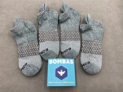 4 Pairs Bombas Tri-Block Marl Honeycomb Men's Performance Size L Ankle Sock