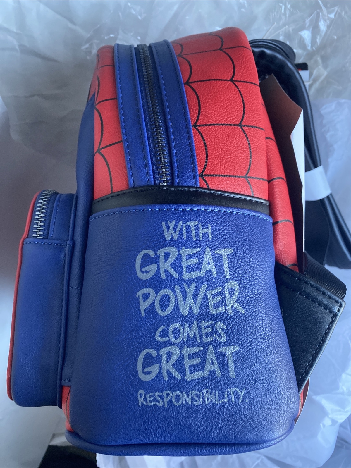 Spiderman SPIDER-MAN Loungefly COSPLAY Original Red + Blue Costume Mini Backpack image 4