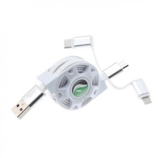 RETRACTABLE 3-IN-1 USB CABLE FAST CHARGER SYNC POWER WIRE CORD for CELL PHONES